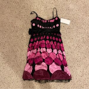 NWT Ruby Rox Y2K black with pink polka dot mini dress size S juniors